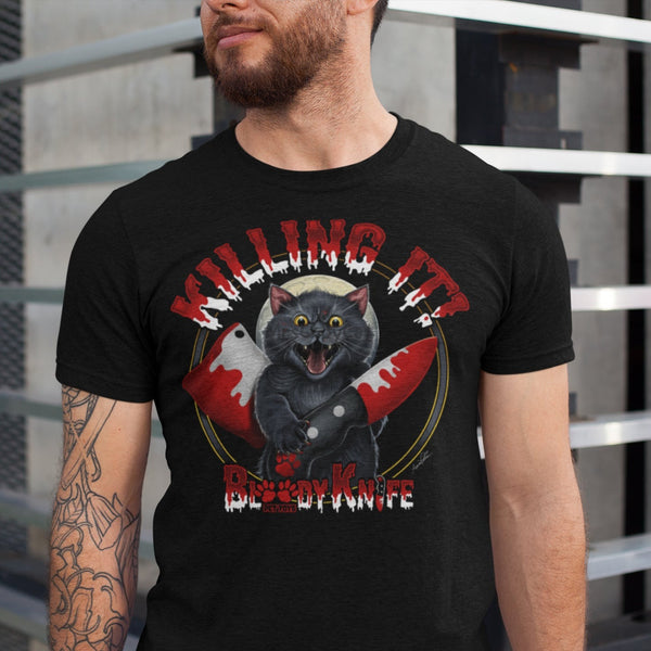 "Killing it" Black Cat Unisex T-Shirt MrsCopyCat