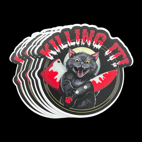 "Killing it" Black Cat Sticker