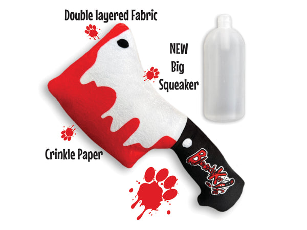 Bloody Cleaver Dog Squeaky & Crinkle Toy MrsCopyCat