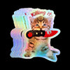 Killing it Tabby Kitten with Knife Sticker