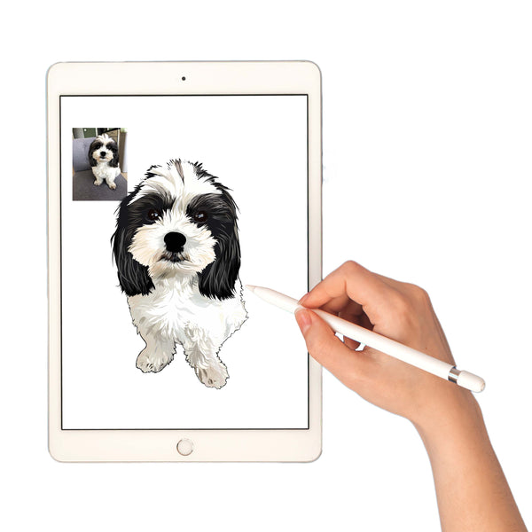 Custom Dog Cartoon Drawing Pillow MrsCopyCat