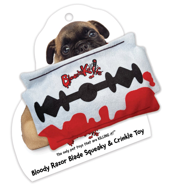 Bloodied Razorblade The ORIGINAL Bloody Knife® Dog Squeaky Toys - Official Store & Seller