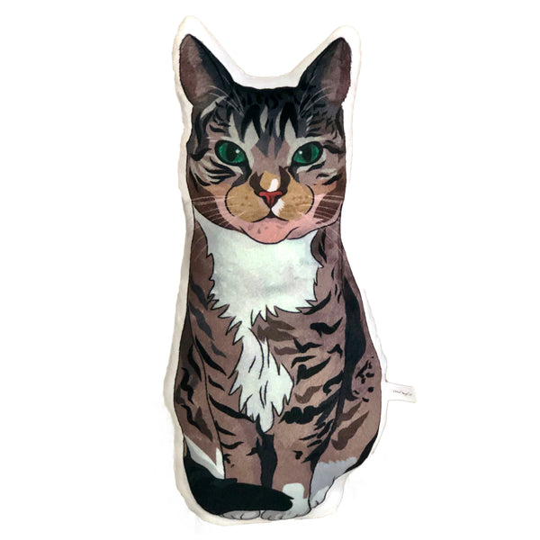 Gray Tabby Cat Plush Toy Pillow PELLE MrsCopyCat