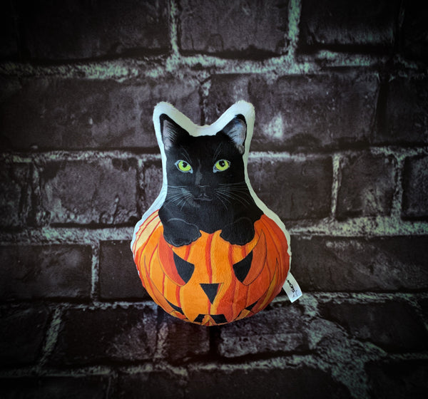 Halloween Pumpkin Black Cat Plush MERCURY MrsCopyCat