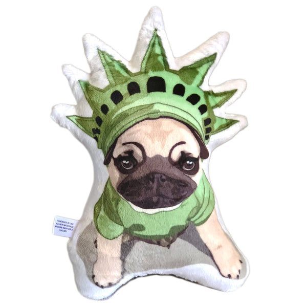 Pug Puppy Plush Toy Pillow OTIS - LADY LIBERTY MrsCopyCat