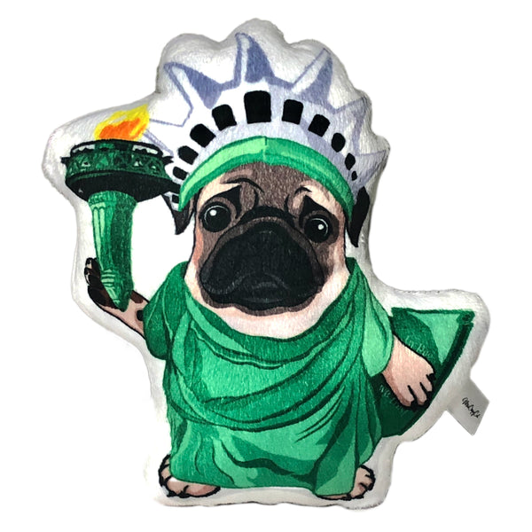 Pug Plush Toy Pillow PERCY LADY LIBERTY MrsCopyCat