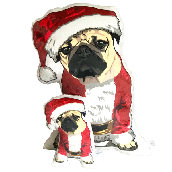 Santa Pug Dog Plush Toy Pillow SENIOR MrsCopyCat